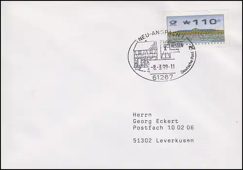 Freilichtmuseum HESSEN-PARK, ATM-EF Brief SSt Neu-Anspach 8.3.1999