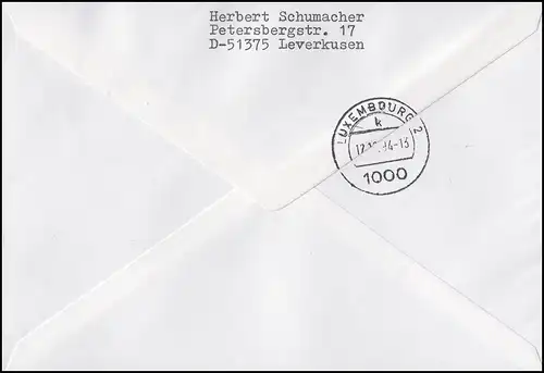 1644 Europäischer Binnenmarkt, MiF R-Brief SSt Essen Europa-Gipfel  9.12.1994