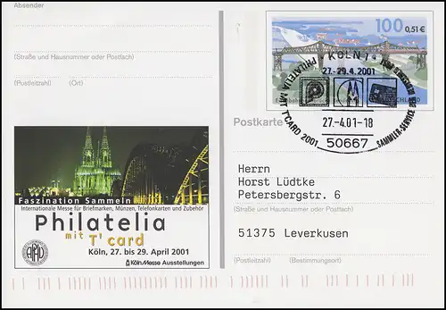 PSo 76 Philatelia Cologne Pont ferroviaire Rendsburg SSt Cologne Symboles du salon 274.2001
