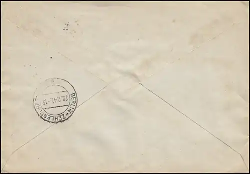 Hindenburg-MiF 6 + 40 Pf Eil-Fensterbf. WIESBADEN 22.2.41 nach Berlin-Zehlendorf