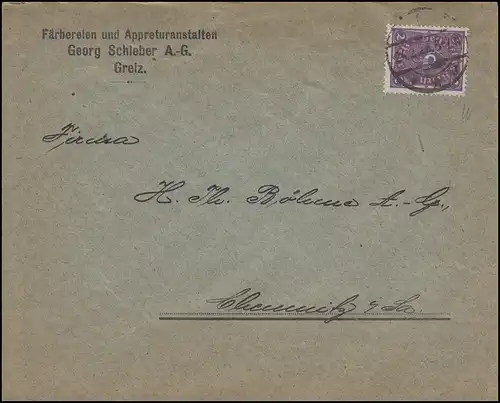 Posthorn 2 Mark bicolore EF F. Peinture Schleber GREIZ 24.2.22 selon Chemnitz