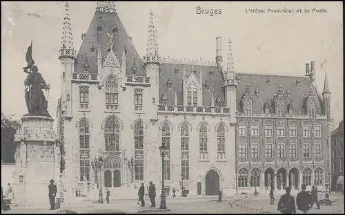 Belgien AK Gruges Hoter Provincial und die Post, EF Wappen 1 C. BRUGES 24.9.06