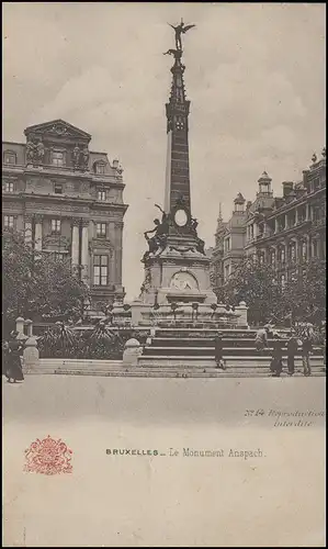 Belgien Ansichtskarte Brüssel - Le Monument Anspach, EF BRÜSSEL 20.11.