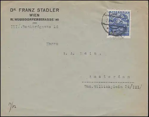 Österreich 581 Volkstrachten 60 G. Brautpaar EF Bf. WIEN 23.11.36 nach Amsterdam