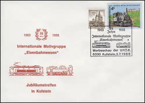 Autriche: Groupe à motif "Reseaux ferroviaires," Mühlkreisbahn SSt Kufstein VPÖE 2.7.1988
