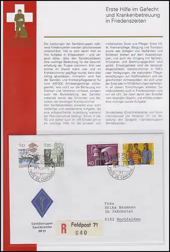 Poste de terrain Suisse Forces sanitaires / Soldat sanitaire PP 71 - FELDPOST 71-26.10.94