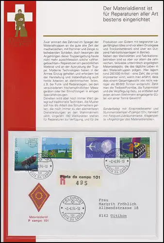 Feldpost Schweiz Materialdienst / P campo 101 FELDPOST 101 POSTA DA CAMPO 2.6.94