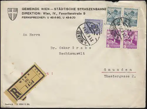 Autriche: Direction des tramways urbains R-Bf Volksschönden WIENNE 21.5.35