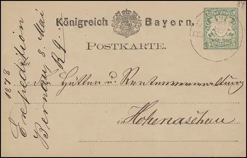 Bayern P 8II Armoiries 5 Pf. vert, BERNAU 8.5.78 vers Hohenschönhausen