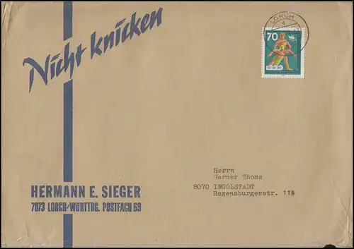 634 Hilfsdienste Deutsche Lebensrettungsgesellschft 70 Pf EF Brief Lorch 28.1.72