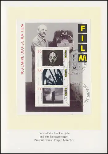 Block 33 Deutscher Film - in Klappkarte der Deutschen Post ESSt Bonn 6.9.85