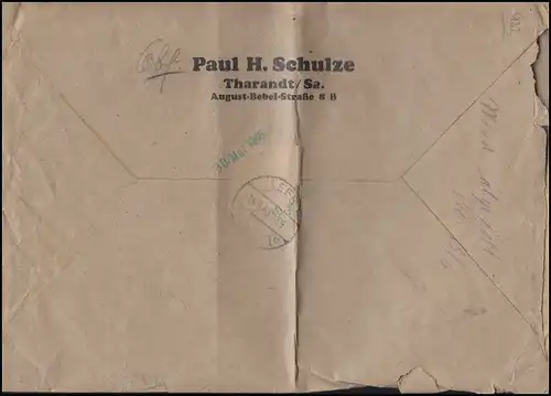 MiF chiffre sur lettre "grande R" THARANDT (par exemple DRESDEN) 31.5.46 vers LEER 14.6.46