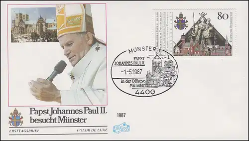 1320 Le pape Jean-Paul II en Allemagne sur la lettre de bijoux SSt MÜNSTER 1.5.87