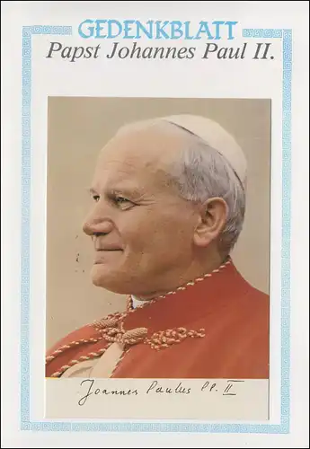 Gedenkblatt Papst-Besuch in Deutschland SSt Köln 15.11.80 mit 2 Vignettenblöcken
