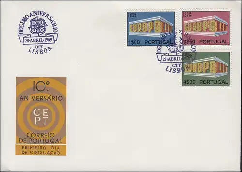 Portugal 1070-1072 EUROPA / CEPT 1969: Satz auf Schmuck-FDC LISBOA 28.4.1969