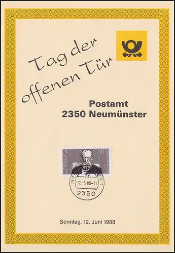 Erinnerungskarte Tag der offenen Tür Postamt 2350 NEUMÜNSTER 1 - 12.6.1988