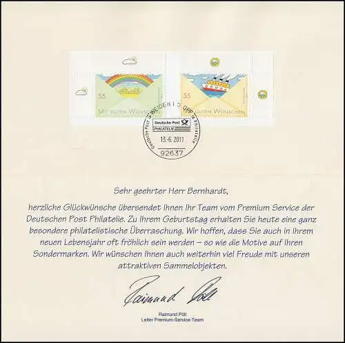 Carte pliante de l'équipe de service premium avec 2786-2787 timbres SSt WEIDEN 13.6.11