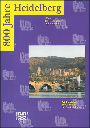 Klappkarte 800 Jahre Heidelberg 1996 mit 1868 im Paar mit passendem ESSt BONN