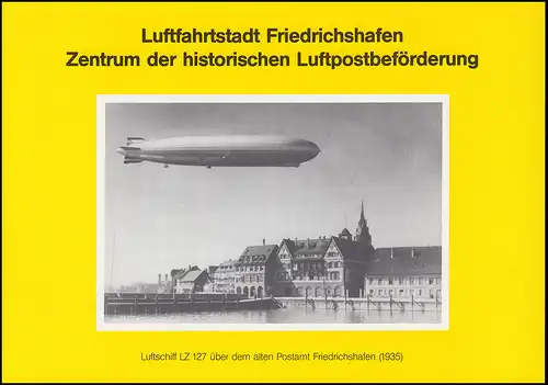 Carte pliante Ville aérienne FRIEDRICHSHAFEN avec 1522-1525 courrier aérien avec ESSt 9.4.91