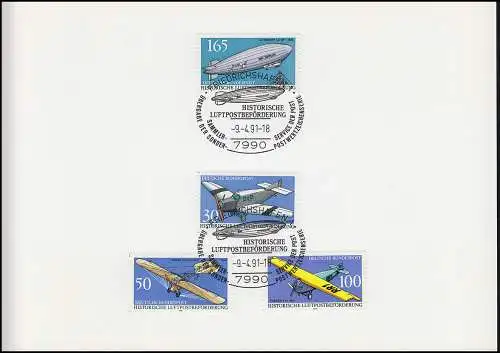 Carte pliante Ville aérienne FRIEDRICHSHAFEN avec 1522-1525 courrier aérien avec ESSt 9.4.91