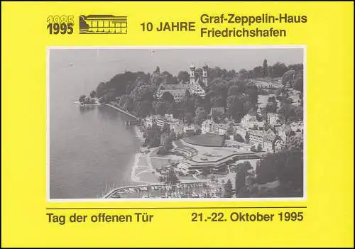 Klappkarte 10 Jahre Graf-Zeppelin-Haus FRIEDRICHSHAFEN SSt Portrait 21.10.1995