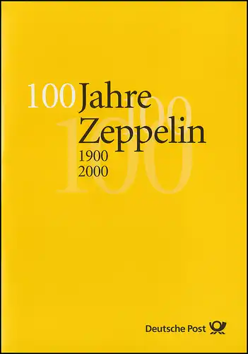Carte pliante 100 ans Zeppelin 1900-2000 avec 2128 ESSt correspondant Bonn 13.7.2000