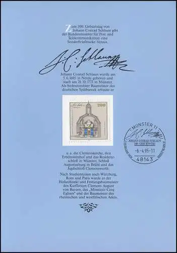 Carte pliante Johann Conrad Slauden 1995, marque collée, sans tampon