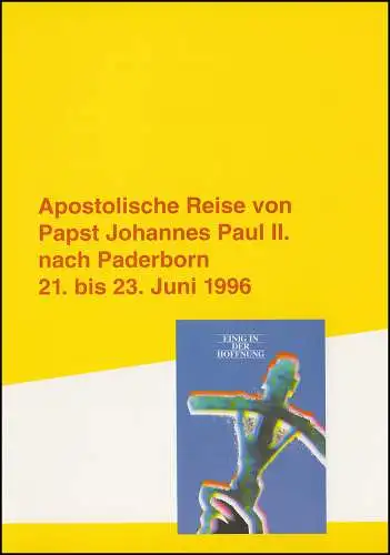 Klappkarte Apostolische Reise Papst Johannes Paul II. nach Paderborn SSt 22.6.96