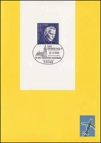 Carte pliante Voyage apostolique Pape Jean-Paul II à Paderborn St 22.6.96