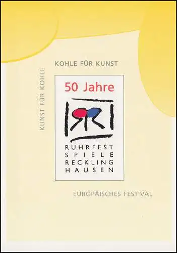 Klappkarte Ruhrfestspiele Recklinghausen mit 1869, passender ESSt BONN 3.5.1996