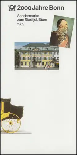 Klappkarte Stadtjubiläum 2000 Jahre Bonn mit 1402 ESSt BONN 12.1.1989