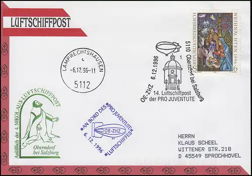 Autriche: 4ème poste de ballon Nikolaus OE-ZHZ Pro Juventute Bf SSt Oberndorf 6.12.96
