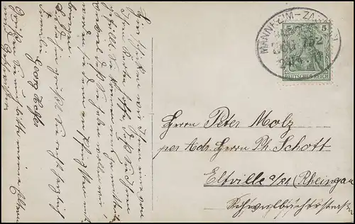 Poste ferroviaire MANNHEIM - ZABERN (?) ZUG 752 - 24.4.11 à AK vers Eltville/Rhin