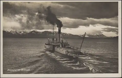 Bahnpost KONSTANZ-BASEL ZUG 1631 - 23.6.23 auf AK Stimmung am Bodensee