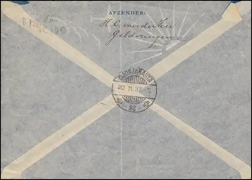 500. Flug von NL nach NL-Indien 13.11.1937 Brief EF267 AMSTERDAM 10.11.37