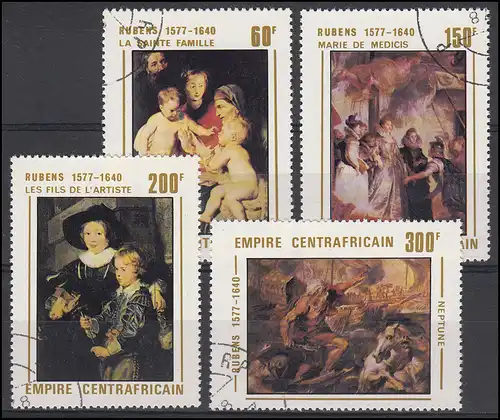 Zentralafrika: Gemälde / Paintings Peter Paul Rubens 1978, 4 Werte, Satz O