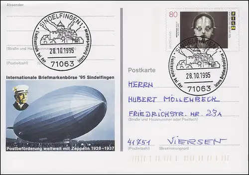 PSo 40 Sindelfingen Graf Zeppelin SSt Liechtenstein sur la Bourse 28.10.1995