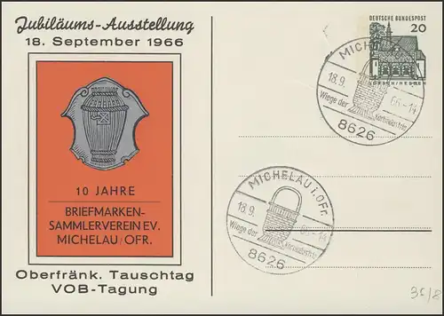 Pk 20 Pf Lorsch/grün Michelau VOB-Tagung SSt 18.9.65