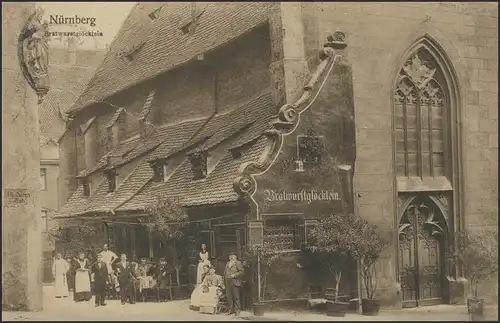 Carte de vue Bavière: Nuremberg - Bratwurstglöcklein, Nurenberg 21.6.1911