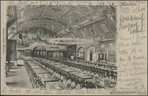 Carte de vue Bavière: Munich - Hofbräuhaus, Munich 4.11.1904 n. France