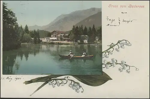 Carte de la Bavière: Gruss von Badersee, Partenkirchen 1.9.01 vers Heilbronn