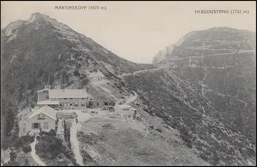 Ansichtskarte: Alpen Martinskopf und Herzogstand, EF 5 Pf URFELD 11.8.13