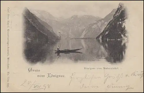 Ansichtskarte Gruss vom Königsee - vom Malerwinkel, EF 5 Pf. KÖNIGSEE 25.7.98