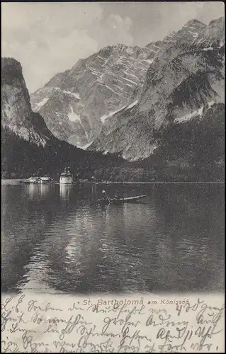 Carte de vue St. Bartholomée au lac Königsee EF 5 Pf KÖNIGSEE 22.8.06 vers Seehausen