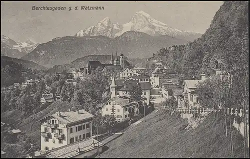 Carte de vue Berchtesgaden g.d. Watzmann, EF 5 Pf. SCHÖSTSCHTSGADE 28.8.09