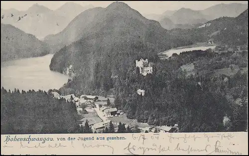 Carte de vue Hohenschwangau vue de la jeunesse, HÖSCHWANGAU 6.7.04