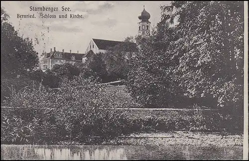 Carte de vue du lac Starnberg: Bernied - Château et église, PARTENKIRCHEN 2.6.