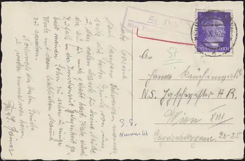 Poste St. Veit sur le nouveau marché sur carte de visite NOUVEAU MARCHE (OBERPF) 7.10.42