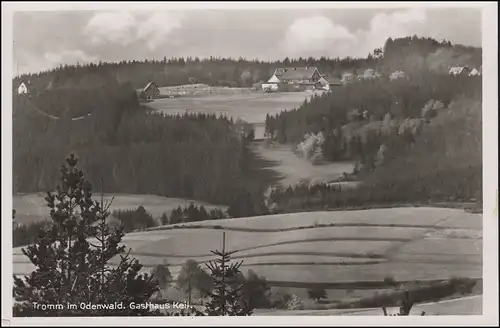 Bureau de poste Tromm sur FÜRTH (ODENWALD) 28.5.52 AK Trom Hostal Keil, EF 128