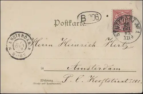 Ansichtskarte Aus den oberen Anlagen STUTTGART 26.10.1898 n. Amsterdam 27.10.98